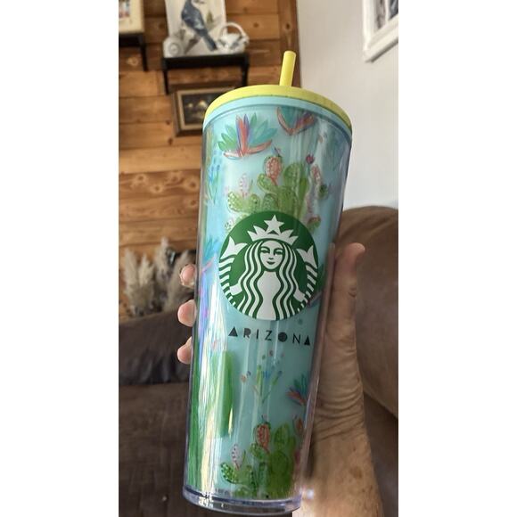 Starbucks Tumbler 24 oz Arizona "Been There" Spring Cactus Cold Cup Lid Straw - Picture 1 of 7
